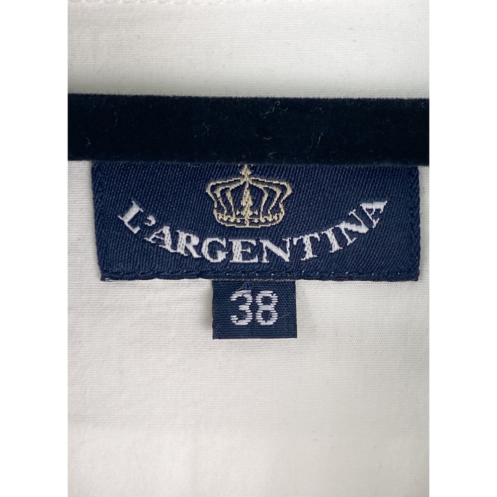 L'Argentina Women Button Up Shirt 38 White Polo Team Equestrian Old Money Preppy - Picture 6 of 7